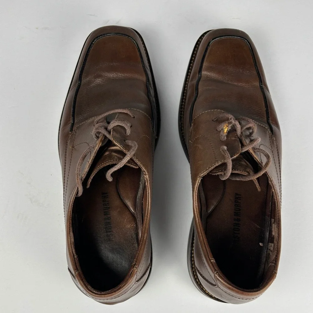 Johnston & Murphy 20-07816 Bicycle Toe Derby Dress Shoes 8M Brown Leather